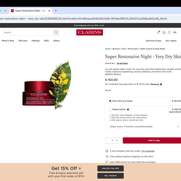 Clarins Super Restorative Night - Very Dry Skin - Picture 3 of 3